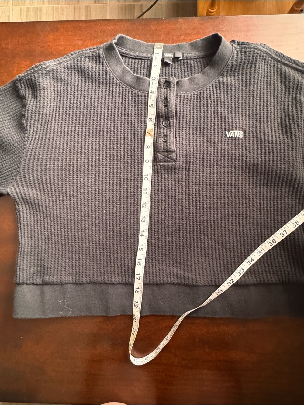 Vans black Waffle Henley Crop Top long sleeve black